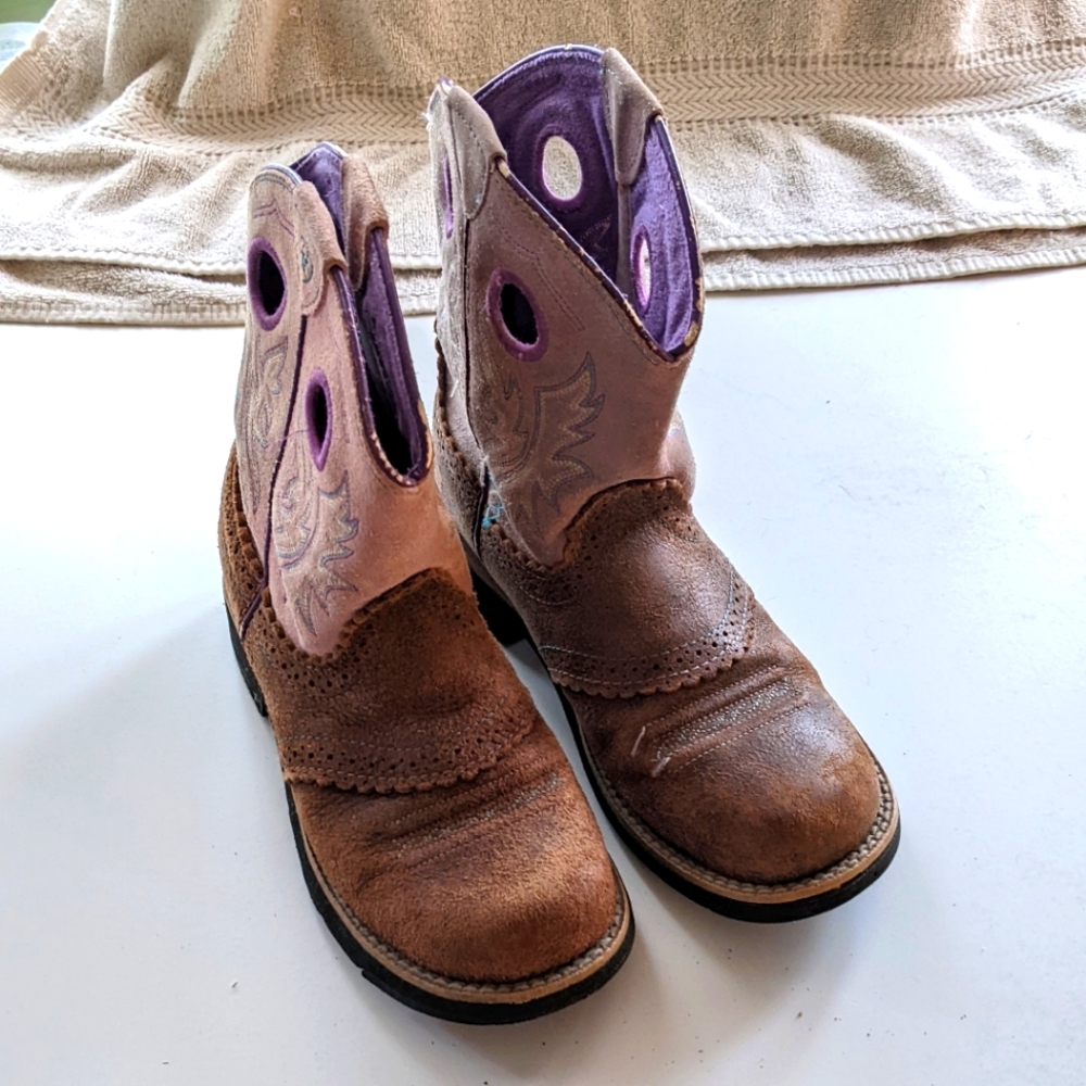 Ariat FatBaby Cowgirl Western Purple Boots Size 2 Girls